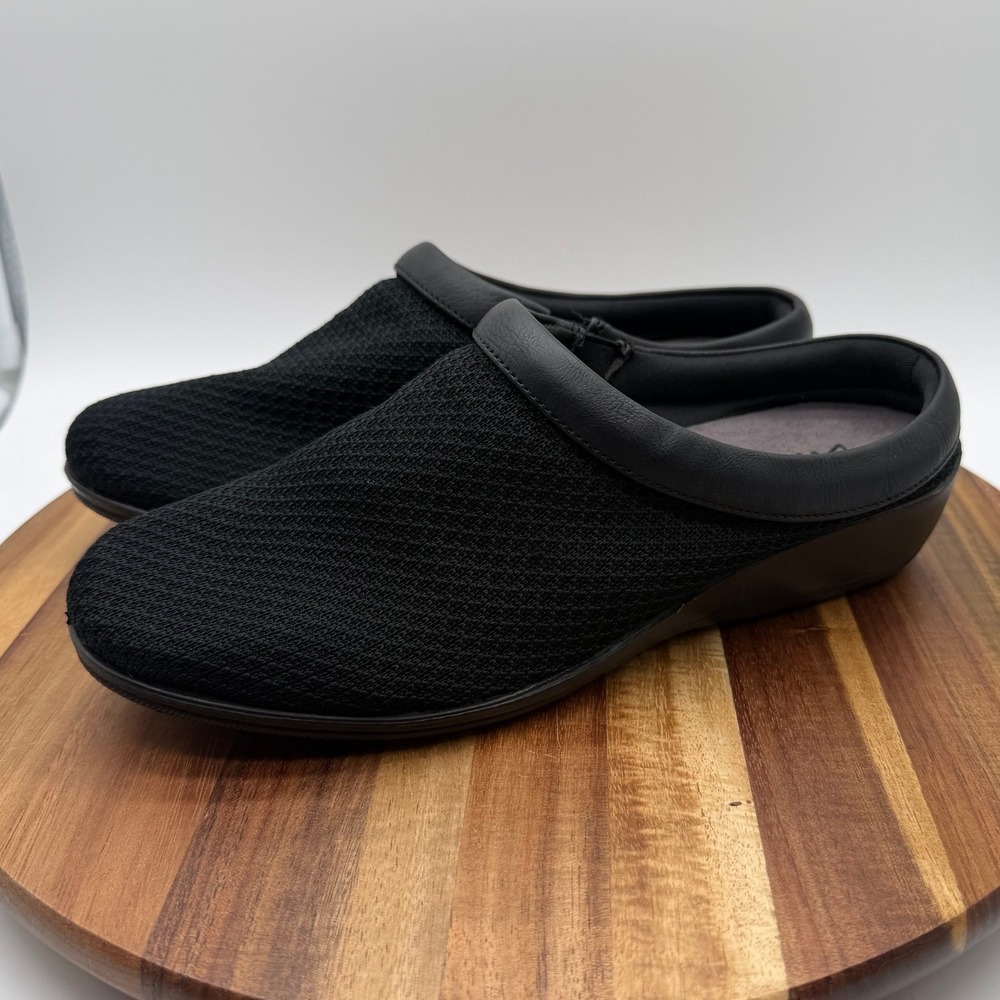 LifeStride Velocity 2.0 Black Knit Slip On‎ Clogs Women's 7W Wide Comfort 0925